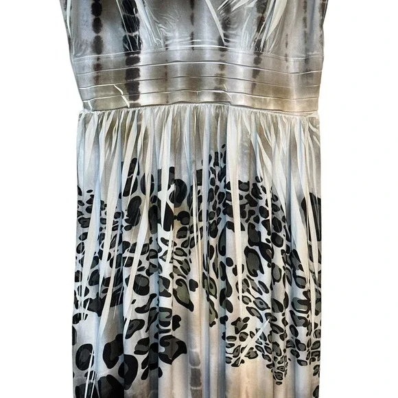 AB Studio Maxi Dress Grey Animal Print Sleeveless V-Neck Empire Waist 6 Women - Picture 4 of 5
